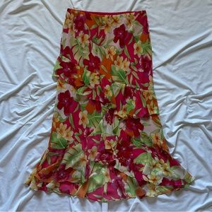 SOLD!! Chaps floral tiered maxi skirt